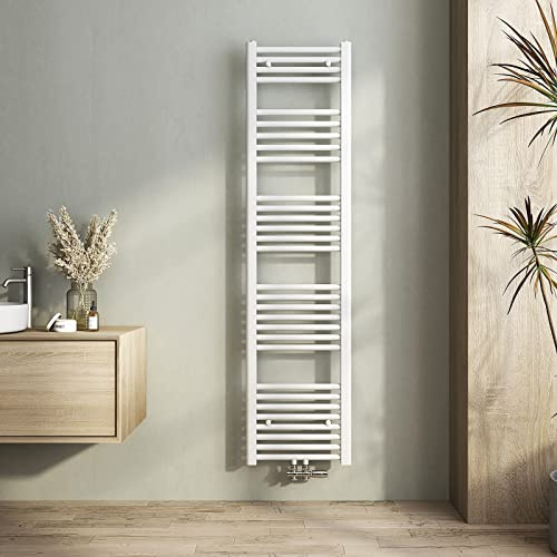 Heilmetz Weiß Badheizkörper 400 x 1600 mm Handtuchtrockner 547 Watt Leistung Heizkörper Bad Mittelanschluss Handtuchheizkörper