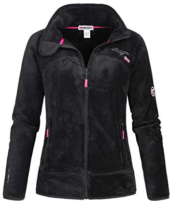 Geographical Norway Upaline Lady - Fleece Fine Frauen Warm Fermetur Zip - Jacke Herbst Winter Frühling Warm Frauen - Long Sleeve Pullover Pelz Weich Komfort Outdoor (Schwarz L-Größe 3)
