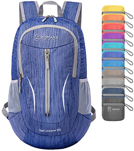 ZOMAKE Unisex-Erwachsene Backpack Ultraleichter, verstaubarer Rucksack, 25 l, Dunkelblau, Small