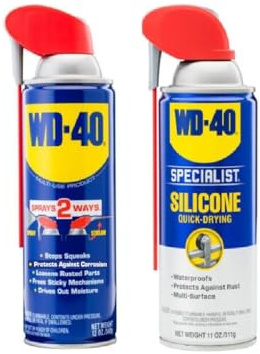 WD-40 Multi-Use Product & Specialist Silicone Lubricant Combo Pack, Smart Straw Sprays 2 Ways, Original Formula 12oz & Water-Resistant Silicone 11oz (Pack of 2)