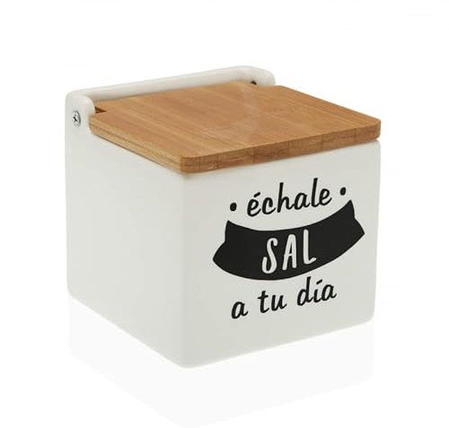 D,casa - Salero de Cocina de Cerámica con Tapa de Madera Diseños Originales ECHALE Sal A TU Dia… - Echale Sal A Tu Dia