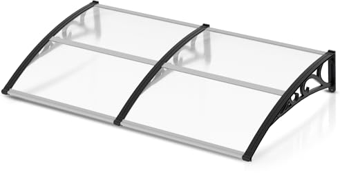 Gimisgu Auvent pour Porte d'entrée - 200 x 100 cm - en Polycarbonate Transparent - 5 mm - Support en polypropylène - Protection Solaire - Protection Contre la Pluie