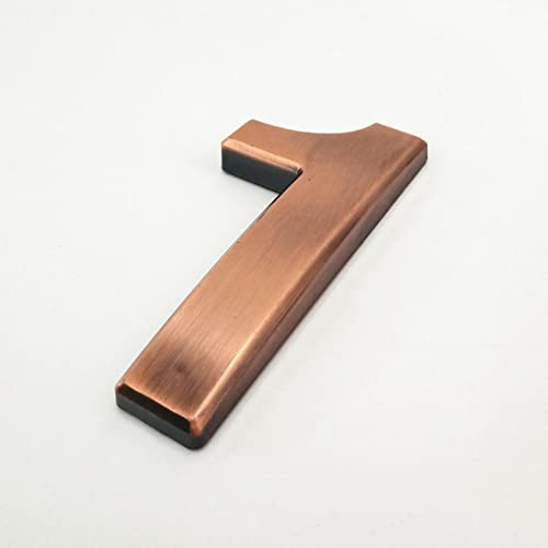 Selbstklebende 3D Hausnummern 10cm 0?9 Strichschild Modernes Rot Kupfer Braun Türschild Nummer Hoteladresse Briefkasten Ziffern Wandaufkleber ABS Galvanik Spiegeloberfläche (1)