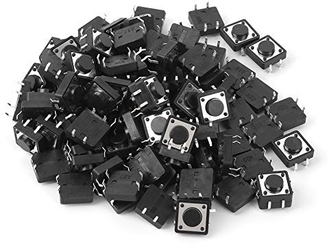 Tyenaza 100 Piezas Mini Interruptores TáCtiles de BotóN, DC12V 50mA Pulsador de Tacto Momentáneo, Accesorio de Interruptor TáCtil MomentáNeo, para Electro Doméstico, Proyectos ElectróNicos(12x12x5mm)
