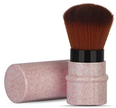 Pinceau de Maquillage Kabuki Rétractable, Blush et Poudre, Portable pour Visage, Rose