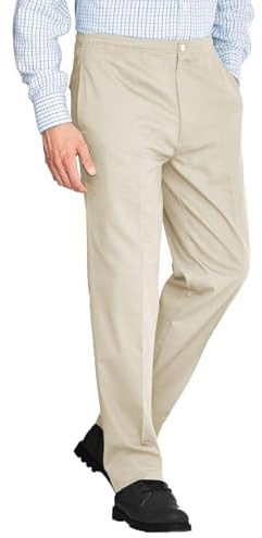 Mens Smart Rugby Trousers Fully Elasticated Stretch Waist Band with Draw Cord Comfortable Fit Wrinkle Resistant Lightweight Workwear Bottoms Straight Leg Casual Formal Work Flat Front Pants Size 30-48