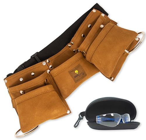SparkJump Kids Brown Tool Belt, Adjustable Tool Belt for Toddlers and Kids, Dress-Up Construction Costume for DIY Woodworking and STEM Learning