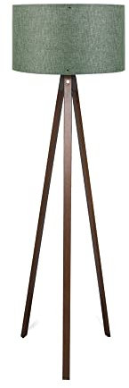 Lámpara de pie trípode oscuro con pantalla verde 100% mdf, verde relieve, colección Tanganica, 38x38x140, casquillo E 27 Max 60 W