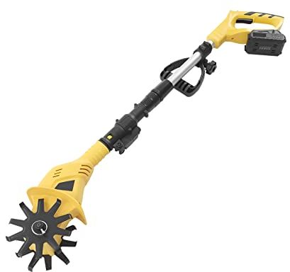 Zappa elettrica senza fili con batteria al litio da 20 V e stazione di ricarica, mini zappa, fresa da giardino, fresa elettrica con larghezza di lavoro di 10 cm, profondità di lavoro: 17 cm