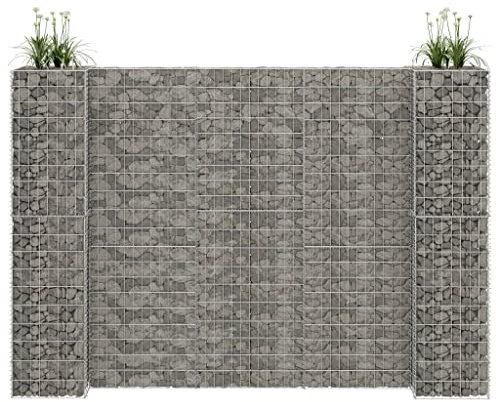 PURADAY Gabbione Fioriera ad H in Filo di Acciaio 260x40x180 cm Gabbioni Metallici Recinzione Giardino Metallo Divisorio Da Parete Per Decorazioni Da Giardino Adatto Per Cortili Giardini
