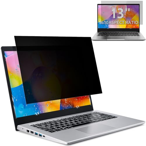 Laptop Privacy Screen 13.3 Inch 16:10 Aspect, Removable Anti Blue Light Glare Filter, Anti-Scratch Shield for HP/Lenovo/Dell/Acer/Asus/ThinkPad