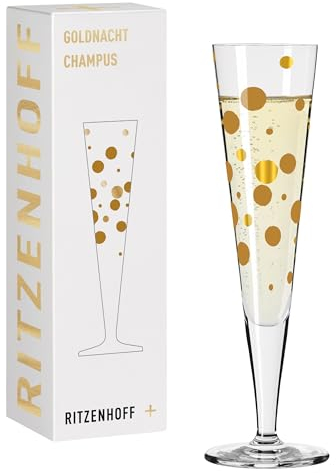 Ritzenhoff 1071041 Copa de champán 200 ml - Serie Goldnacht No. 41, set de 2 - Pieza de diseño con oro auténtico - Made in Germany