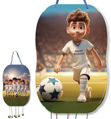 trookee - Piñata anniversaire d'enfant de football pour enfants - Grande pinata de football à remplir avec des friandises et des cadeaux - T-shirt blanc, Champions League, Madrid, Valence, Séville
