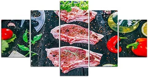 Leinwanddrucke Leinwandbilder 5 Essen Fleisch 125 X 60 Cm Hd Gedruckt 5 Stücke Leinwand Wandkunst Malerei Modulare Tapeten Poster Drucken Für Wohnzimmer Schlafzimmer -9C6Y+H6Y1-