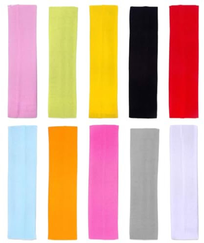 10 Pezzi Fascia Elastica per Capelli da Donna, Fasce Sportive per Capelli, Fascia in Cotone da Sport, Fascia per Sudore, Fascia Per Capelli Donna Assorbente, Per Capelli, Fitness, Yoga, Ciclismo