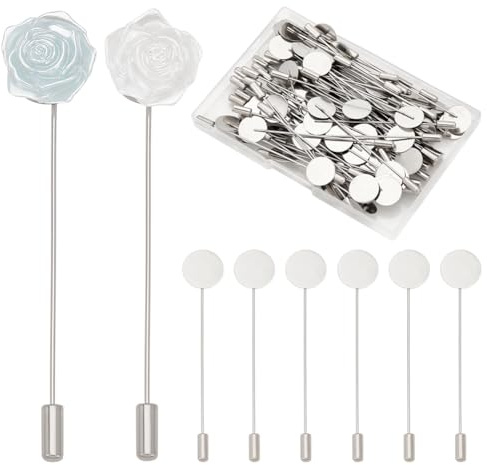 UNICRAFTALE 80 Stück Broschenzubehör Aus Edelstahl 77 mm Lang Flaches Rundes Metalltablett Anstecknadel Sicherheitsnadeln Stecknadeln Broschennadel Nadel Anzug Krawatte Hutnadel Schal Abzeichen Für