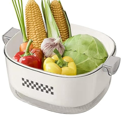 Abflusssieb Abtropfsieb Lebensmittelsieb Abtropfsieb Abtropfkorb für Küchensieb Doppelschicht Küchengadgets Lebensmittelsieb für Nudeln, Nudeln, und Gemüse
