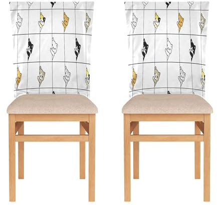 Stuhlhussen-Set für Zuhause, Esszimmer, Dekoration, Geburtstag, Sitzbezug für Klassenzimmer, Anti-Staub, Qualität, zuverlässige Stuhlhussen, 6 Stück, Katze und Kätzchen