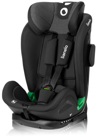 LIONELO HARPER I-SIZE barnbilstol från 76 till 150 cm, 1,2,3 grupp, kompatibel med R129 i-Size-standard, montering i färdriktningen ISOFIX och TT-bälte, justering av nackstöd och ryggstöd