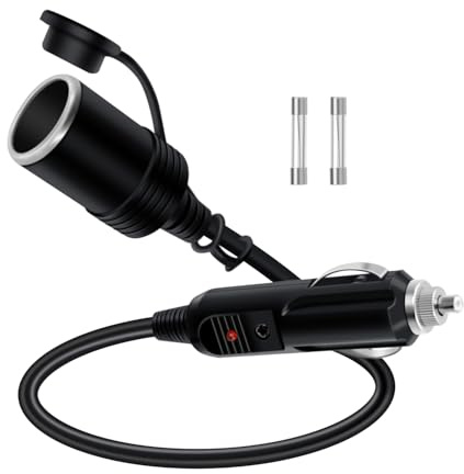 HuaLiSiJi Zigarettenanzünder Verlängerungskabel 12V 24V Zigarettenanzünder Kabel 16AWG Verlängerung Zigarettenanzünder Kabel mit LED, für Auto Boot (0.5 m)