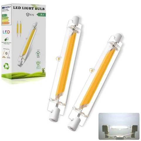 R7S LED 118mm Dimmbar, 20W LED Lampen Ersatz für 200W J118mm Halogenstab, R7S LED COB Glühbirne Kaltweiß 6000K 2000LM Kein Flackern, 360°Abstrahlwinkel LED Stab, 2 Stück