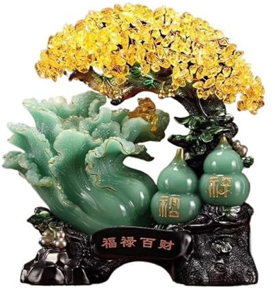 YQINQIN83B Schreibtisch deko Geldbaum aus Kristall, Edelsteinbaum, Feng-Shui-Statuen for Reichtum, Dekoration for Zuhause und Büro – spirituelles Baumornament aus Kristall Decoración del hogar(Blue)