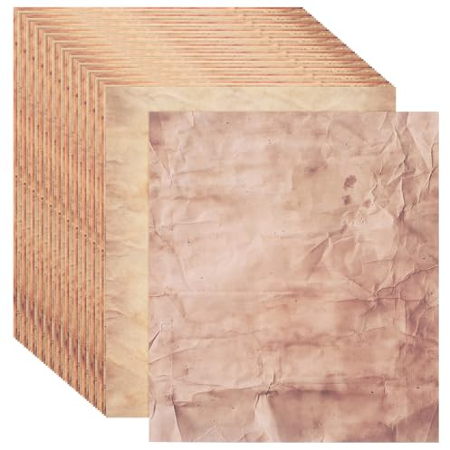 sourcing map 96 Sheets Vintage Paper, Parchment Standard Printer Paper Double-Sided Old Aged Sheet with Wrinkles 11 x 8 Inch Light Brown for Scrapbooking, Gift Wrapping, Certificates