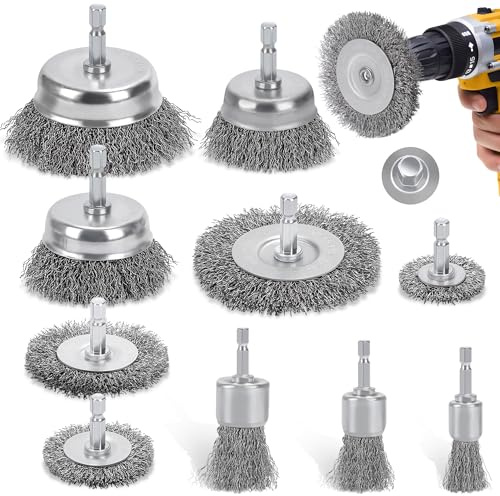 DazSpirit 10pcs Drahtbürste Bohrmaschine, Messingbeschichtet Drahtbürsten | Topfbürsten-Set für 6mm Bohrer, Drahtbürste Akkuschrauber Schleifbürsten Ideal zum Entfernen von Rost, Polieren und Reinigen