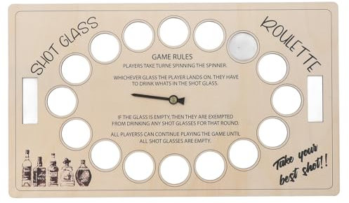 Yosoo Health Gear Roulette Trinkspiel, 17,72 X 10,47 X 0,2 Zoll Rotierendes Trinktisch-Spielbrett aus Holz für Erwachsene für Party-Bar-Spieleabende, das Roulette-Rad-Trinkspiel von Buzzed