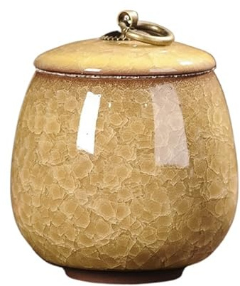 Vnook Coffee canister, tea canister, mini tea caddy, multifunctional tea caddy, ceramic coffee canister, used in the kitchen for storing tea, grains and sugar(Yellow)