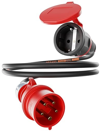 NWP Adapter 1,5m 16A 400V Stecker Starkstrom auf 230V Schuko Kupplung - IP44-3x2,5mm² Gummischlauchleitung