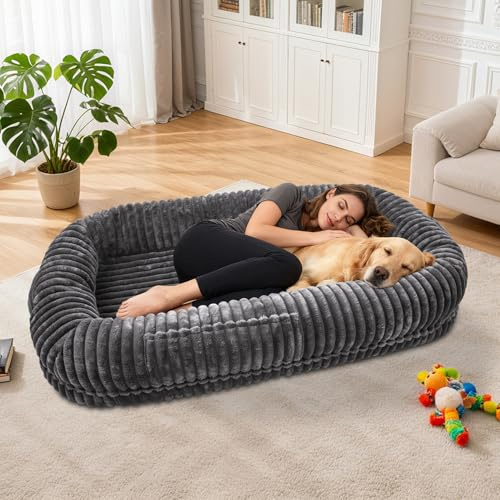 Hundebett für Erwachsene, großes Hundebett, 177,8 x 96,5 x 25,4 cm | Orthopädisches, waschbares XL-Hundebett mit Memory-Schaum, Dunkelgrau