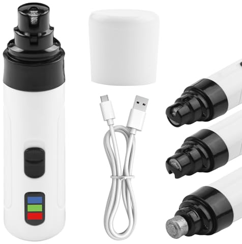 QingCming Kit de broyeur à ongles silencieux pour chien, coupe-ongles électrique sans fil pour chiens, lime à ongles diamant rechargeable par USB, lime à ongles pour griffes, coupe-ongles sûr et
