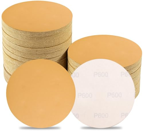 Sruhrak Disco de Lija 125mm Grano 600 Lote de 100 | Disco Abrasivo sin Agujeros para Lijadora Orbital, Para Lijado en Húmedo y Preparación para Pulido Espejo