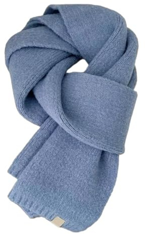 Generisch Winterschal Damen Herren Einfarbig Lange Schal Weiche Warm Strickschal Winter Gestrickter Schal, 160 x 20 cm (Blau)