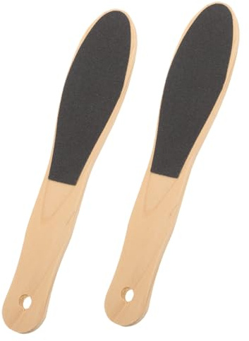 Lima de Pie de Madera 2 Piezas Forma Especial, Ligera | Removedor de Callos y Tejido Muerto, Color Caqui, Uso Profesional y Doméstico