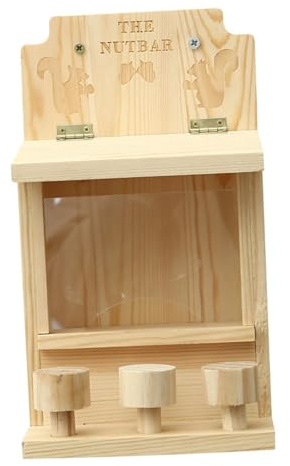 Dualoai Casa de Comida para Ardillas en Madera con Diseño Funcional