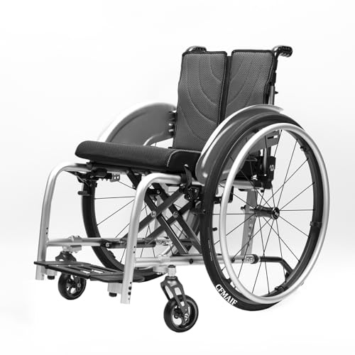 CFMAIF Rollstuhl Faltbar Leicht, Aluminium, Rollstühle mit Selbstantrieb, Transitrollstuhl, Abnehmbare Fußstütze, Reiserollstuhl(Black,40cm/15.7in Seat)