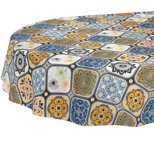 Wachstuchtischdecke Tischdecke abwaschbar Wachstischdecke pflegeleicht wasserabweisend Lotuseffekt Gartentischdecke Porto Oval 220 x 140 cm Schnittkante