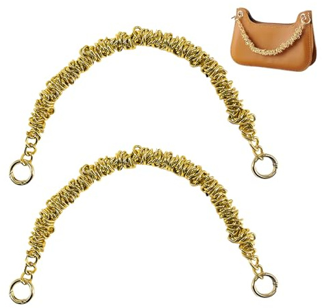 Vauki Handtaschenketten, 2 Stück 37 cm Metall Taschekette Geldbörsenkette Goldene, Taschengriffe Ketten mit Federverschlussringen, Taschengurte zum Wechseln für Handtaschen Tragetaschen