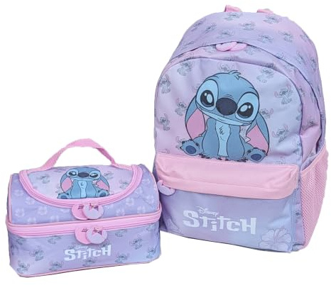 Disney Stitch Girls Backpack, Lightweight School Bag, Casual Travel Daypack Book Bag Kids Rucksack (Backpack & Lunch Bag)