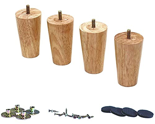 WEICHUAN 4 inch Solid Wood Legs for Sofa Couch Chair Ottoman Loveseat Coffee Table Cabinet Furniture Legs Replacement (4 Straight Set of 4)