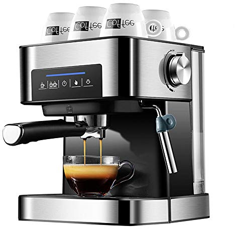 YUEWO Cafetière Expresso,Machines à Café Expresso professionnelle 850W avec Pompe 20 Bar,1.5L Amovible Réservoir D'eau,Suceur à mousse de lait pour la préparation du cappuccino