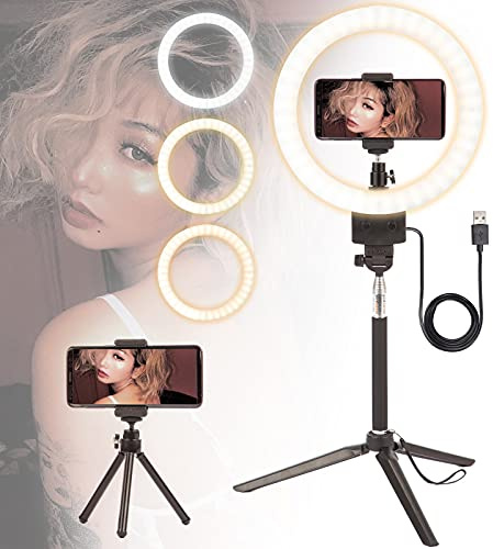 PYXEL STUDIO LED Ring Light 9 with Tripod Stand for YouTube Video and Makeup, Mini LED Camera Light with 3 Light Modes and 11 Brightness Levels