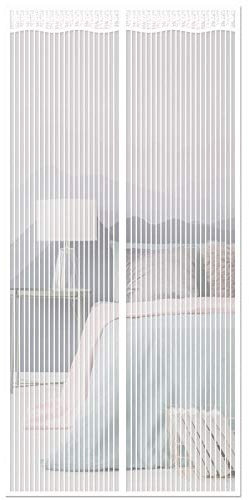 Magnet Fliegengitter Tür Insektenschutz, 110x225cm, Weiß Fliegenvorhang Moskitonetz, automatisch schließen, Der Magnetvorhang Netzvorhang für Terrassentür, Wohnzimmer, Kellertür und Balkontür