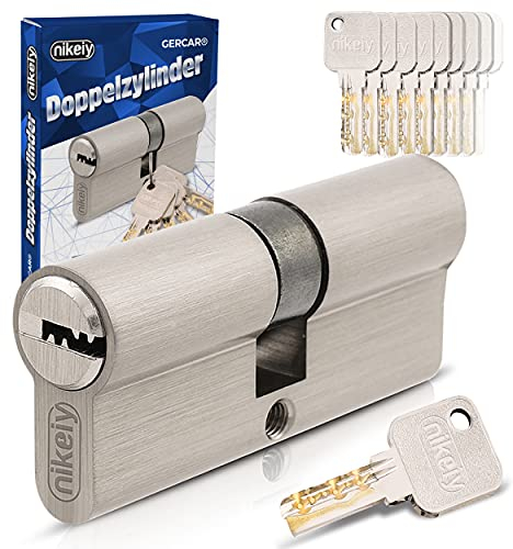 GERCAR Pro juego de 1 cilindro de cierre continuo 30/30, cilindro de perfil, incluye 5 llaves, cerradura cilíndrica de 60 mm, longitud: 60 mm, A: 30 B: 30 mm, latón macizo mate