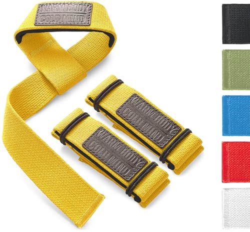 WARM BODY COLD MIND Lasso Lifting Straps mit 3mm/6mm Neoprene - Getestet bei 350kg - Zughilfen für Krafttraining, Fitness Bodybuilding, Wrist Wraps, Weightlifting