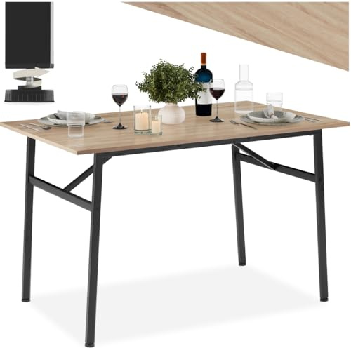 tectake® Mesa Comedor Industrial, Rectangular, Madera y Acero, Estilo Industrial, Pies Ajustables, Muebles de Salon, Mesa Cocina - 120 x 75 x 76 cm Madera Industrial Clara, Roble Sonoma