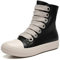 MOFEEDOUKA Scarpe da Ginnastica Alte da Donna, con Lacci Spessi, in Pelle PU, comode, con Plateau, con Cerniera, Nero PU, 38 EU