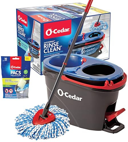O-Cedar RinseClean Microfiber Spin Mop & Bucket Floor Cleaning System with Citrus Pac (Variety Pack)